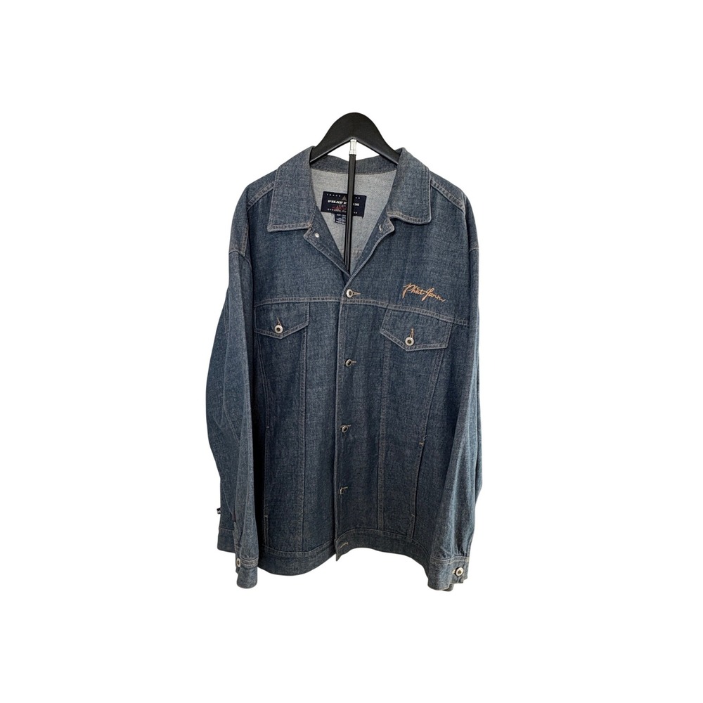 Phat Farm Vintage Denim Jacket Mens XXXL Blue Dark Wash Embroidered PJK02807
